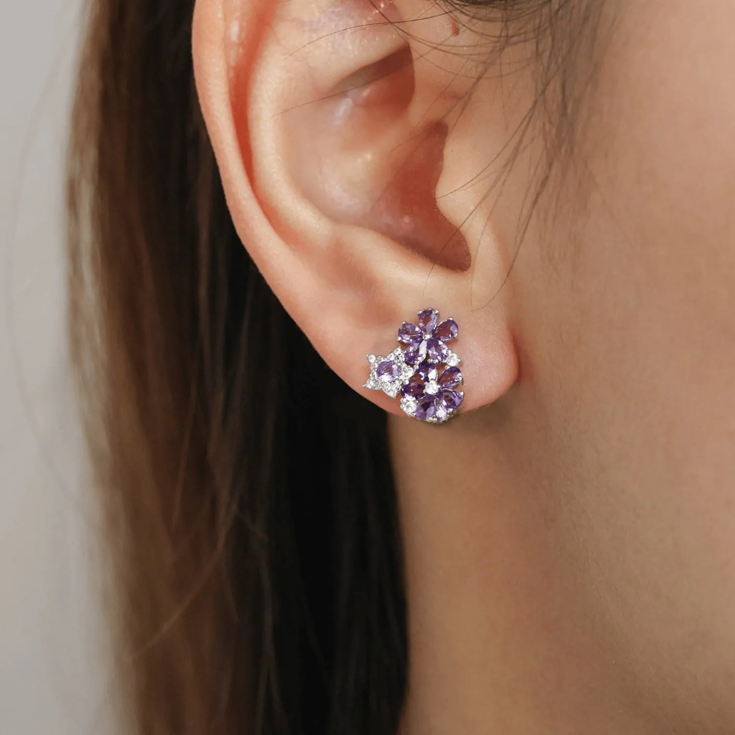 Lilac Blossom Amethyst Necklace and Earrings Set