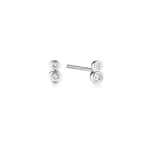 Linda Tahija Duo Stud Earrings White Topaz, Silver