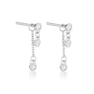Linda Tahija White Topaz Meteor Chain Stud Earrings, Silver