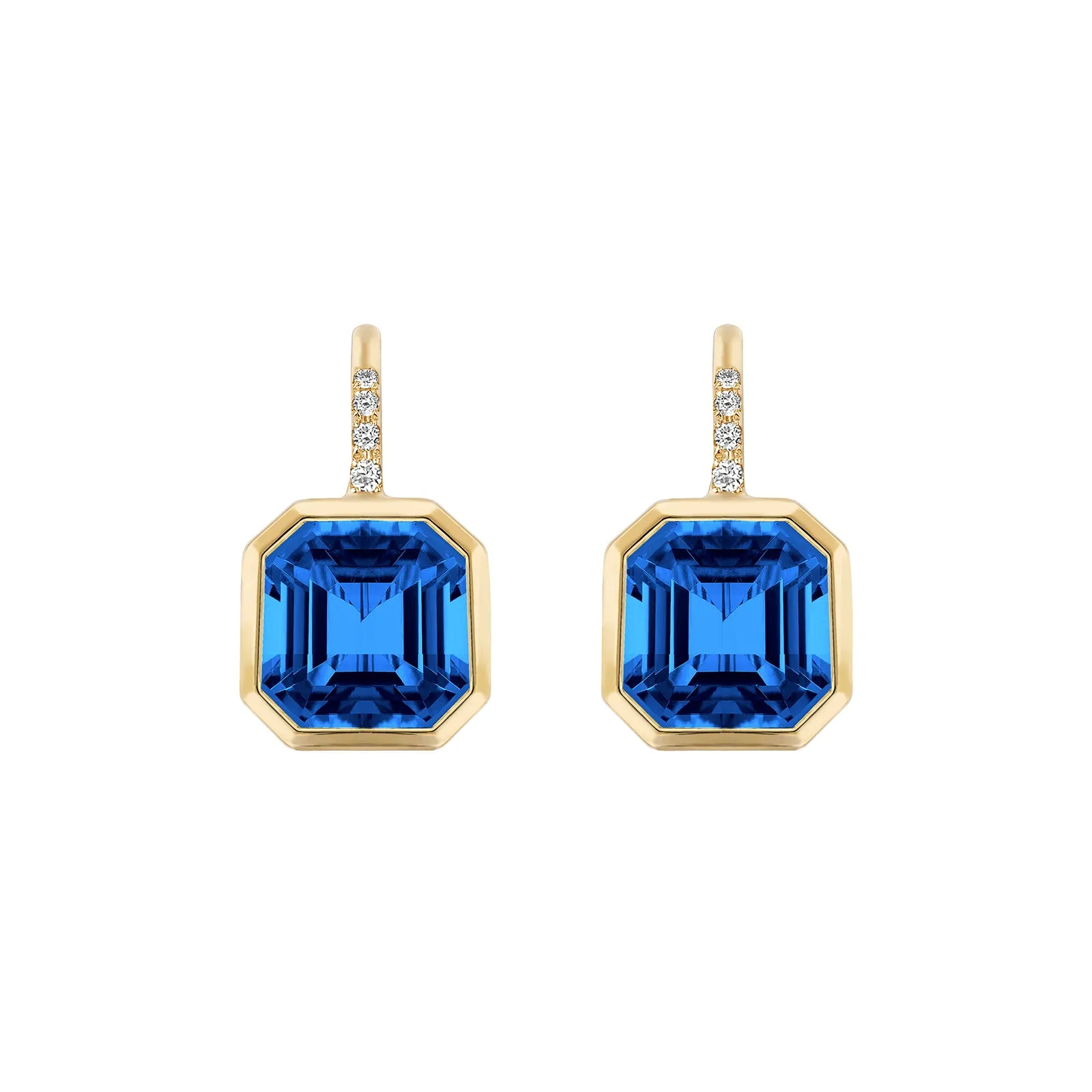 London Blue Topaz Gossip Earrings with Diamonds