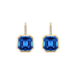 London Blue Topaz Gossip Earrings with Diamonds