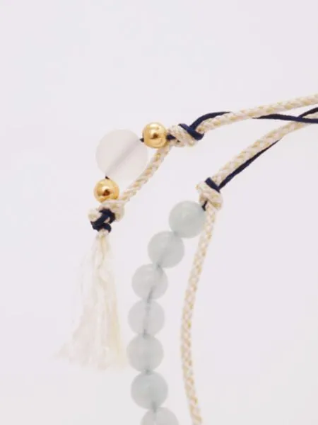 Mar Birthstone Silk Code Braid Bracelet - Aquamarine