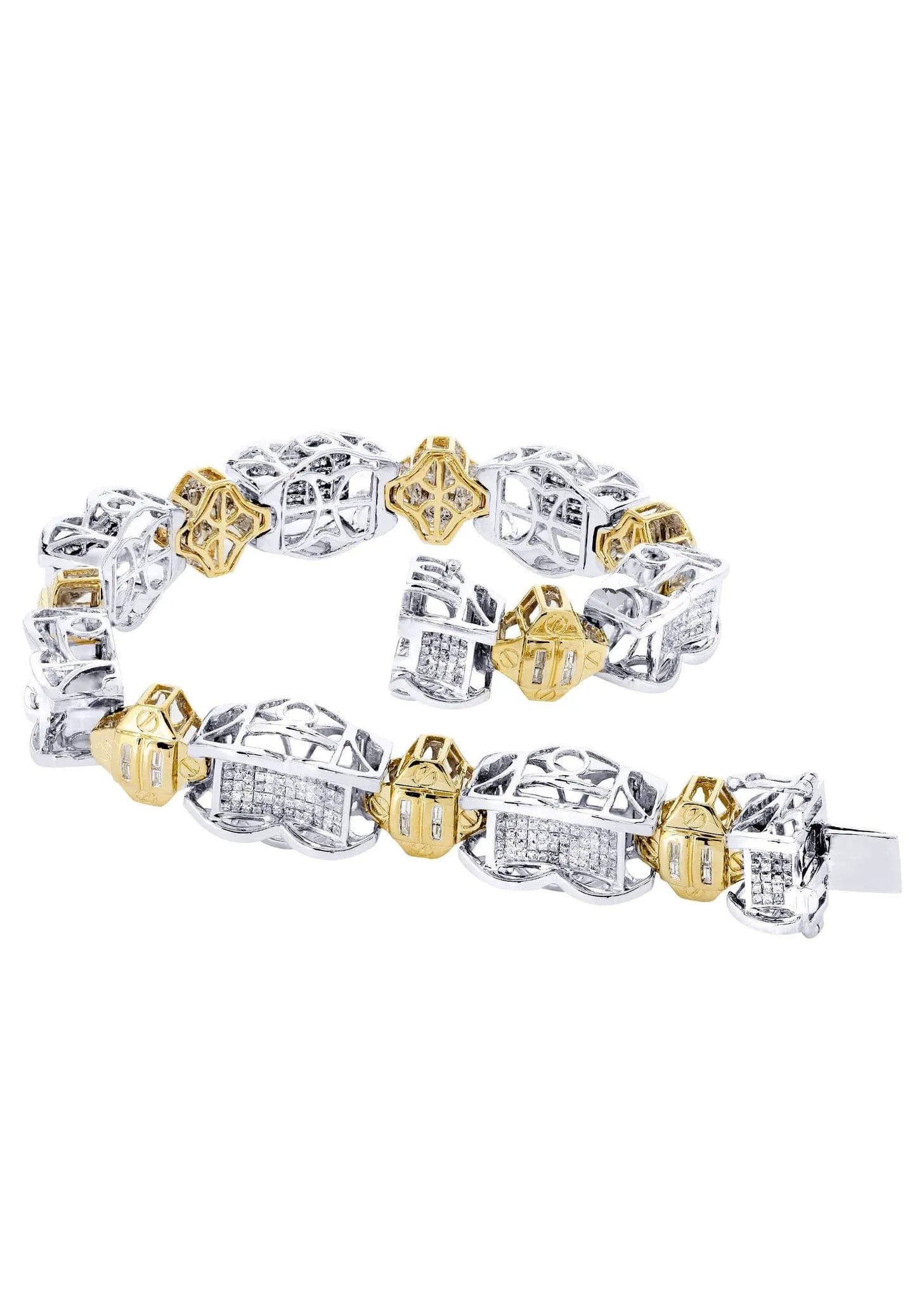 Mens Diamond Bracelet White Gold| 4.34 Carats| 46.65 Grams