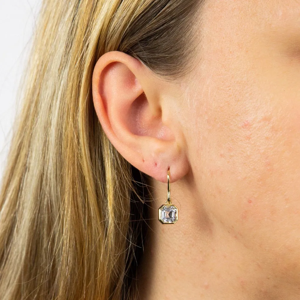 MILENA Gold Earrings with White Topaz