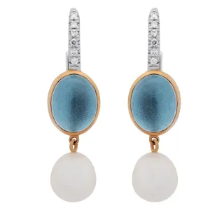Mimi Milano Topaz Pearl Diamond  18k Gold Earrings