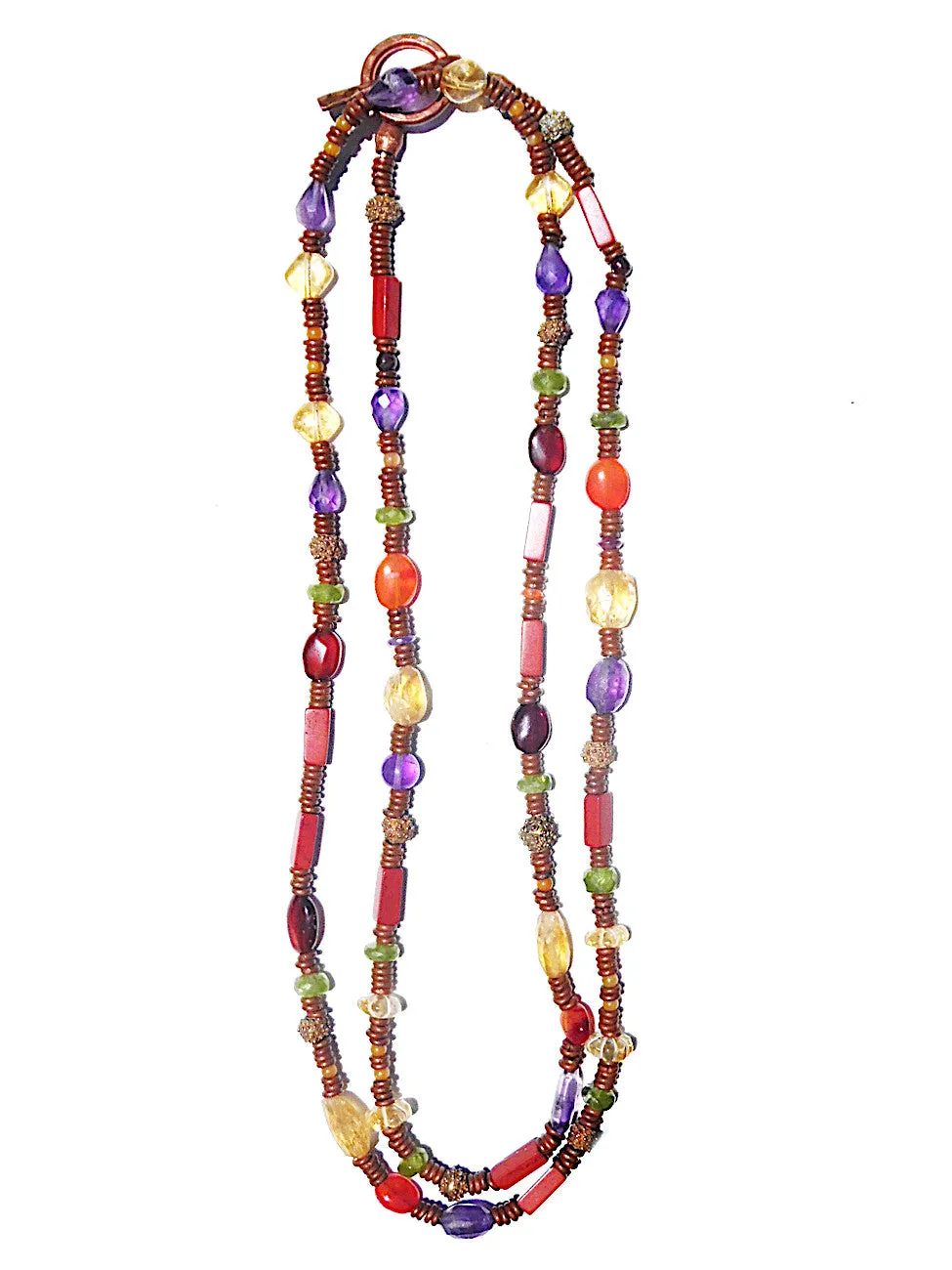 Necklace Copper And Semiprecious Mix Double Length