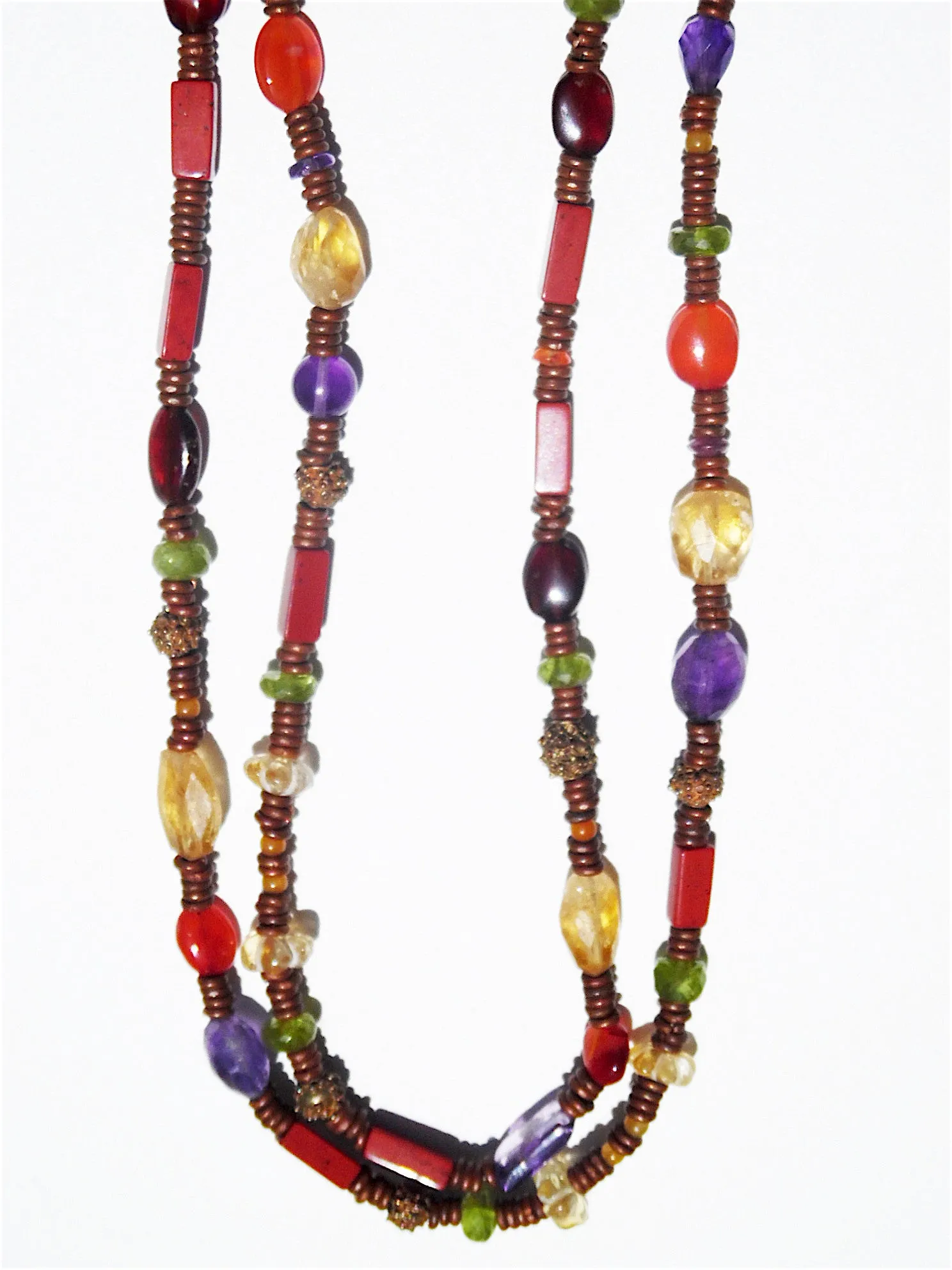 Necklace Copper And Semiprecious Mix Double Length