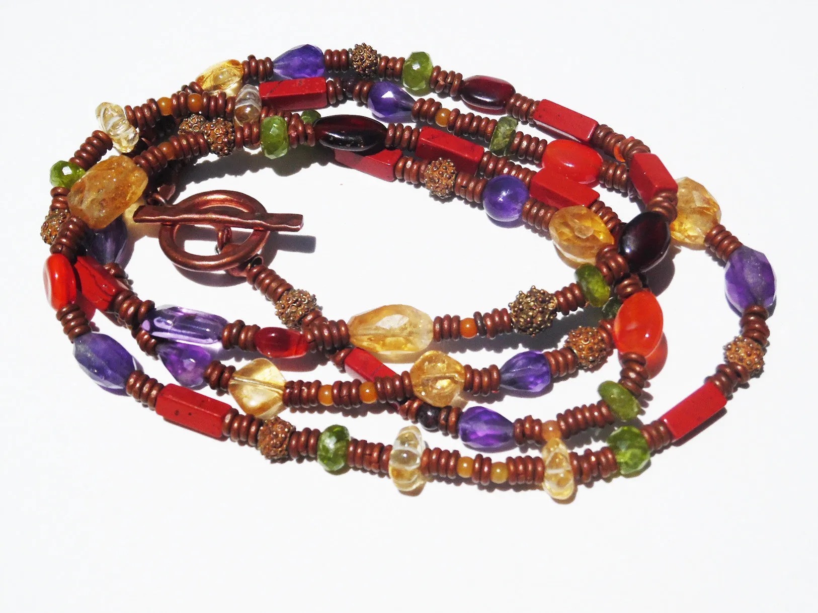 Necklace Copper And Semiprecious Mix Double Length