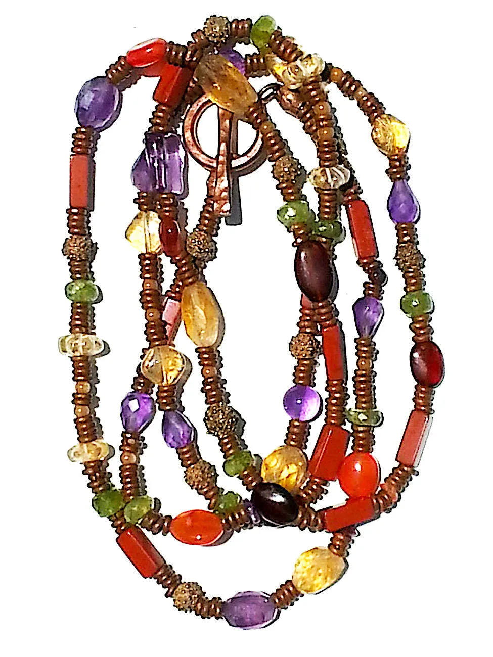 Necklace Copper And Semiprecious Mix Double Length