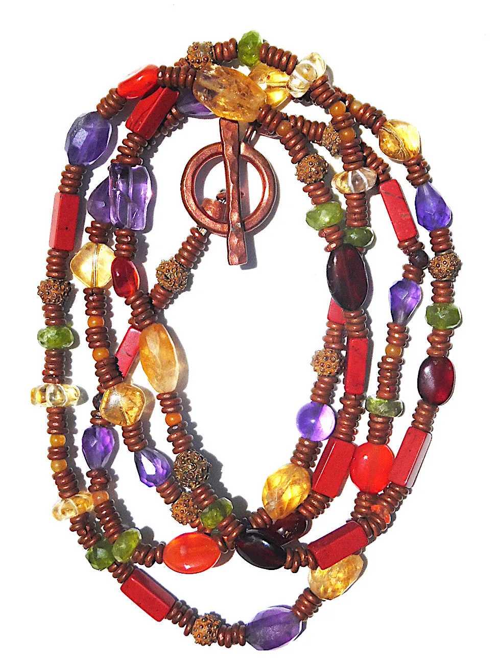 Necklace Copper And Semiprecious Mix Double Length