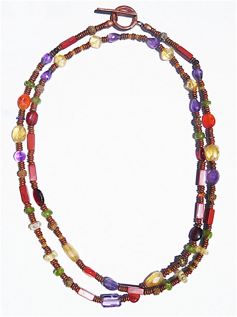 Necklace Copper And Semiprecious Mix Double Length