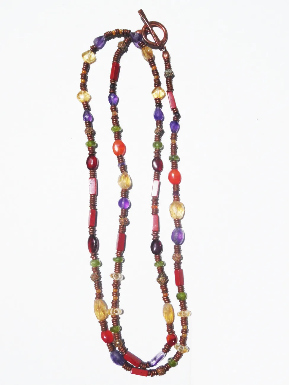 Necklace Copper And Semiprecious Mix Double Length