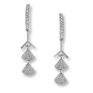 Nicole Barr Art Deco Fan White Topaz Earrings