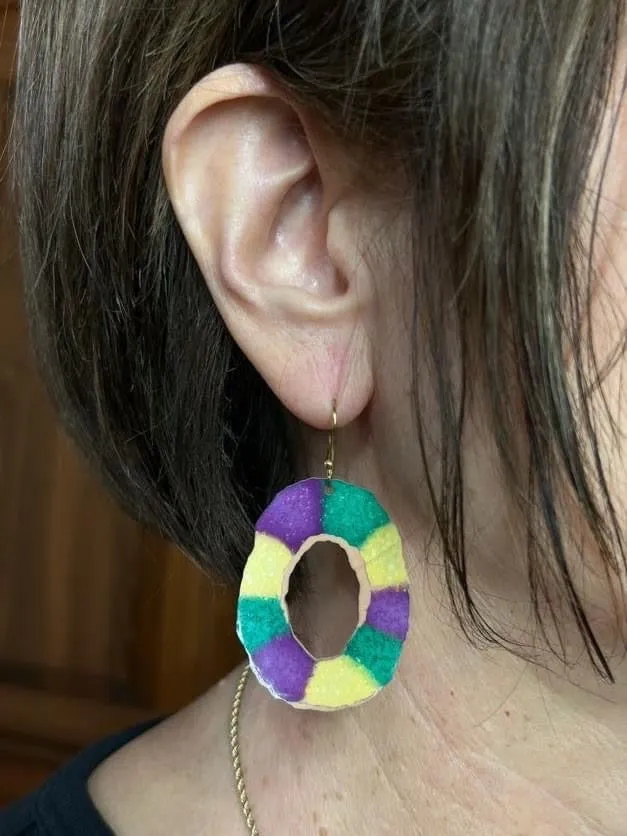 NOLA king cake earrings