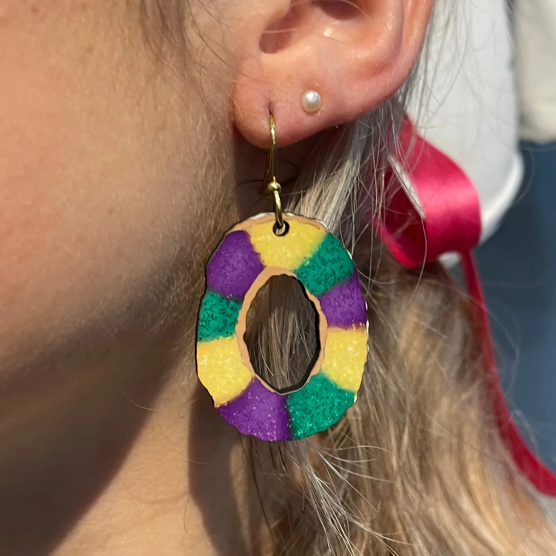 NOLA king cake earrings