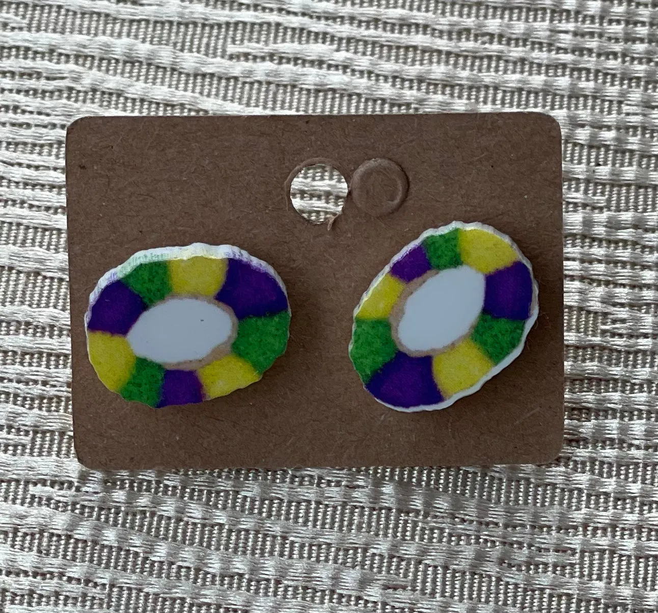 NOLA king cake stud earrings