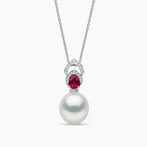 Ophelia 18K Gold South Sea Pearl Ruby Diamond Drop Pendant