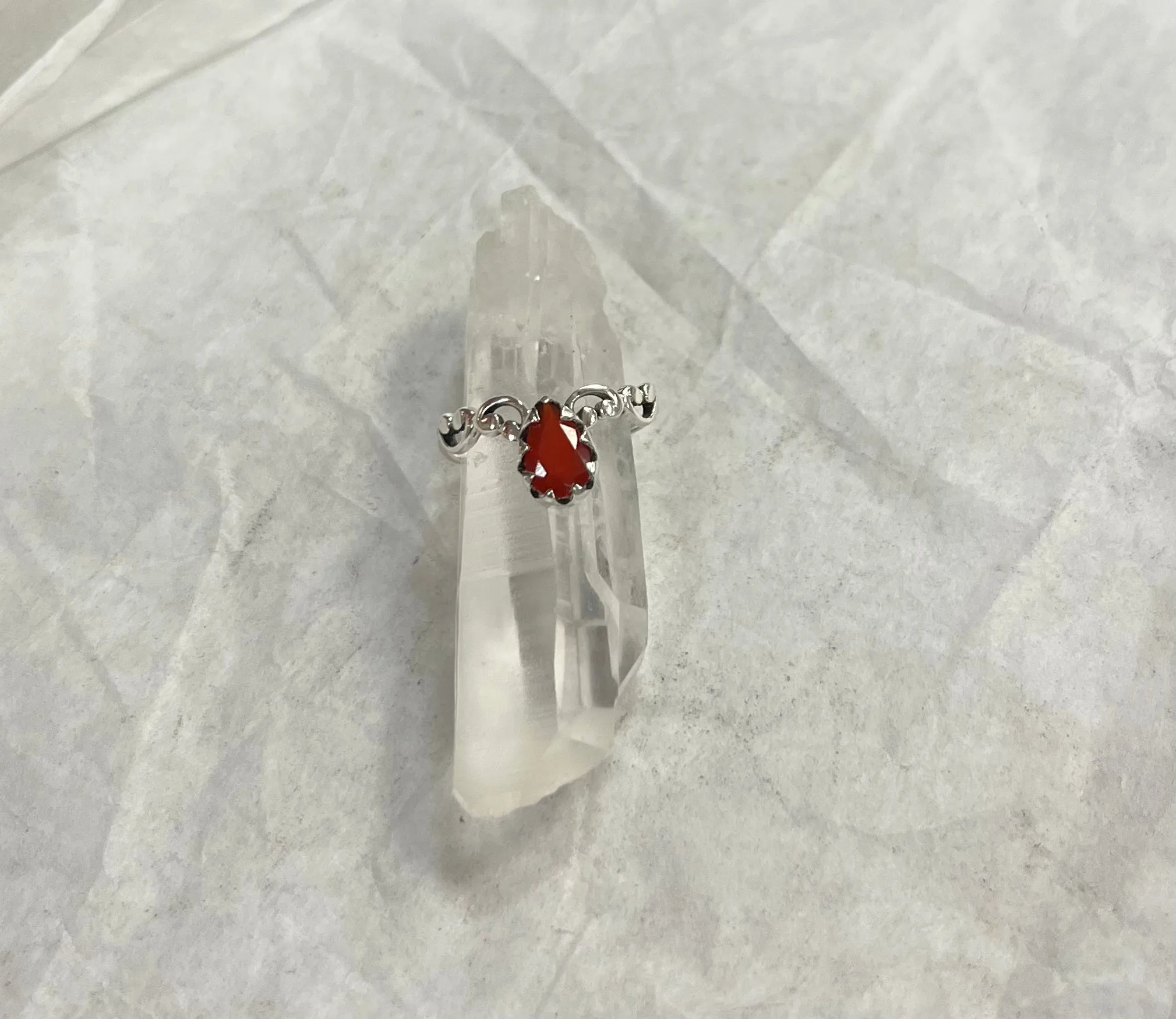 Ornate Teardrop  Gemstone Ring