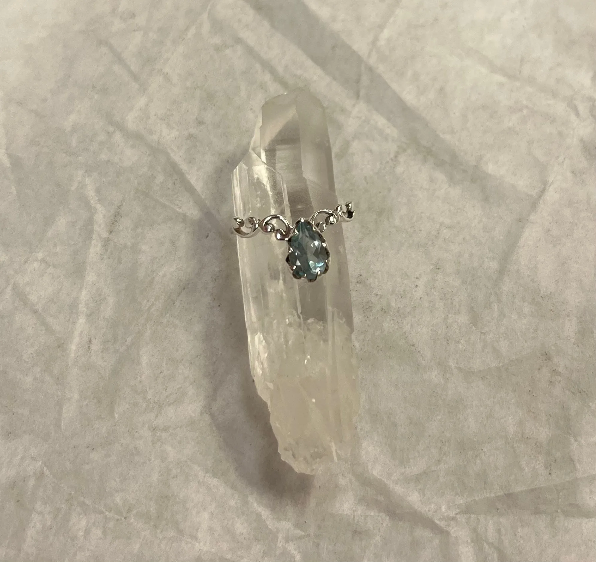 Ornate Teardrop  Gemstone Ring