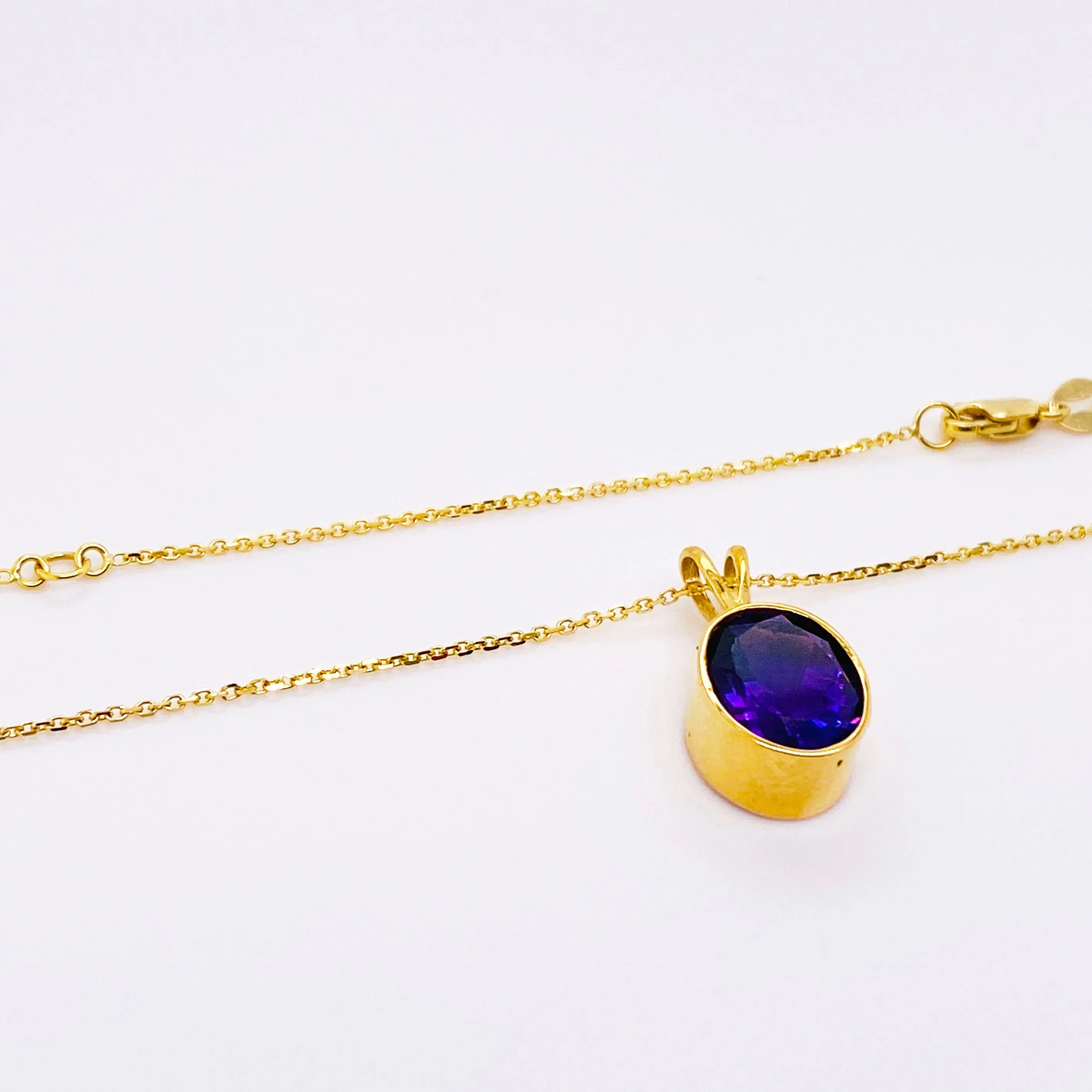 Oval Bezel Amethyst Necklace