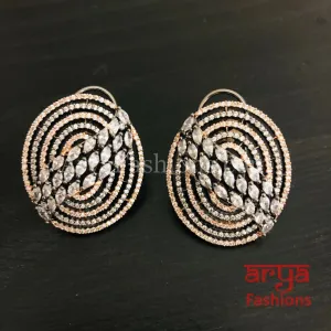 Oval Silver Victorian Designer CZ Studs
