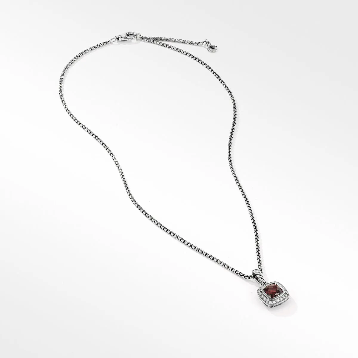Petite Albion Pendant Necklace with Garnet and Pave Diamonds