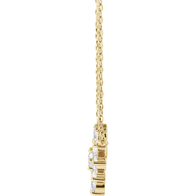 Platinum 14k Yellow Rose White Gold Sterling Silver 1/2 CTW Diamond Starburst Cluster Necklace