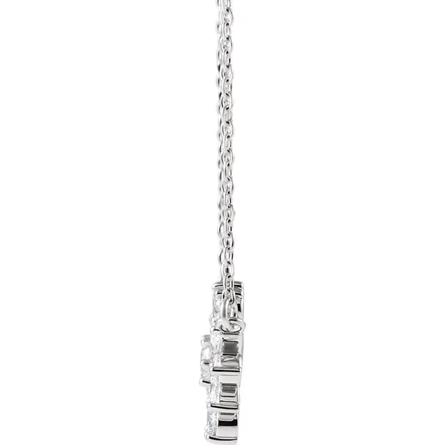 Platinum 14k Yellow Rose White Gold Sterling Silver 1/2 CTW Diamond Starburst Cluster Necklace
