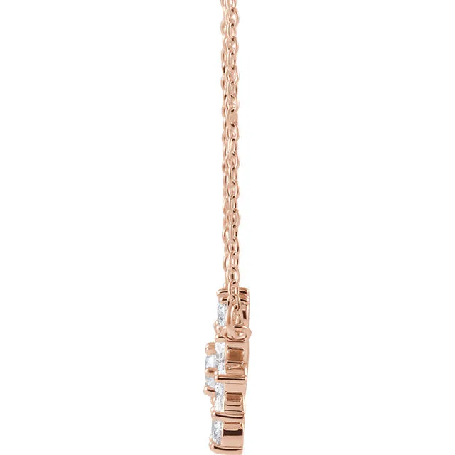 Platinum 14k Yellow Rose White Gold Sterling Silver 1/2 CTW Diamond Starburst Cluster Necklace