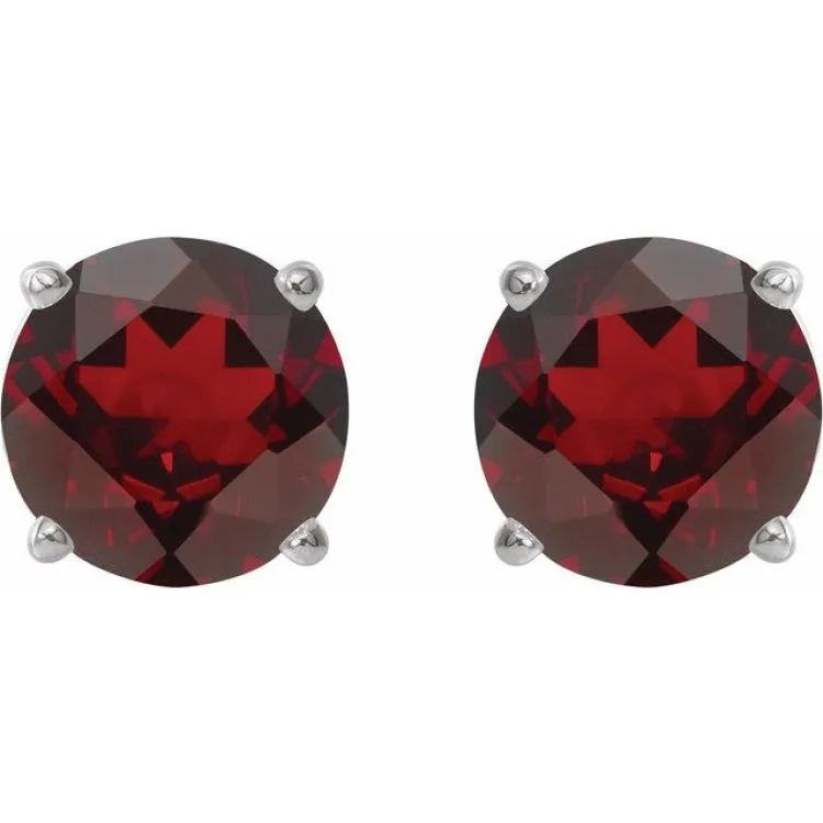 Platinum 7 mm Natural Mozambique Garnet Stud Earrings