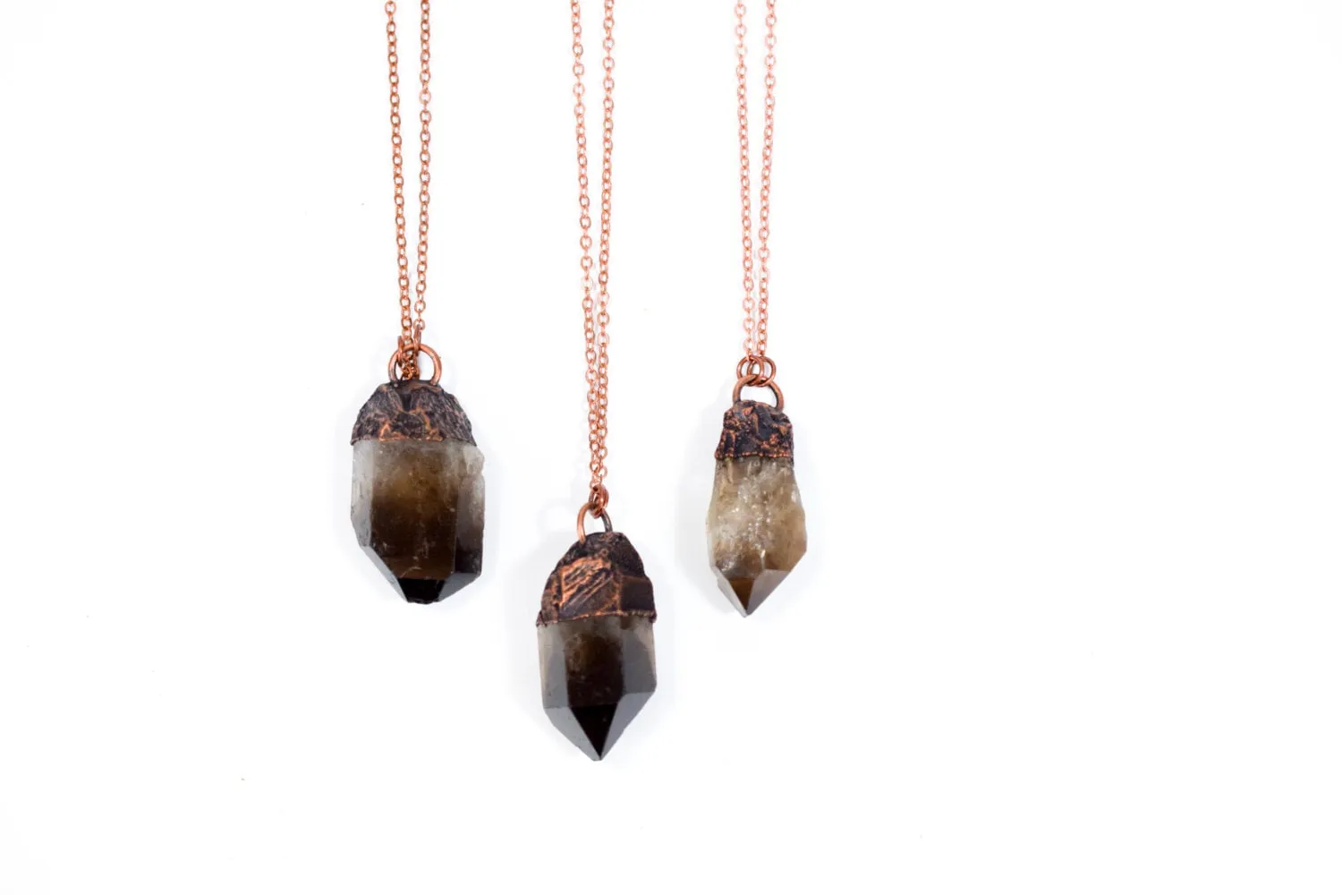 Raw smokey quartz necklace | Raw quartz necklace