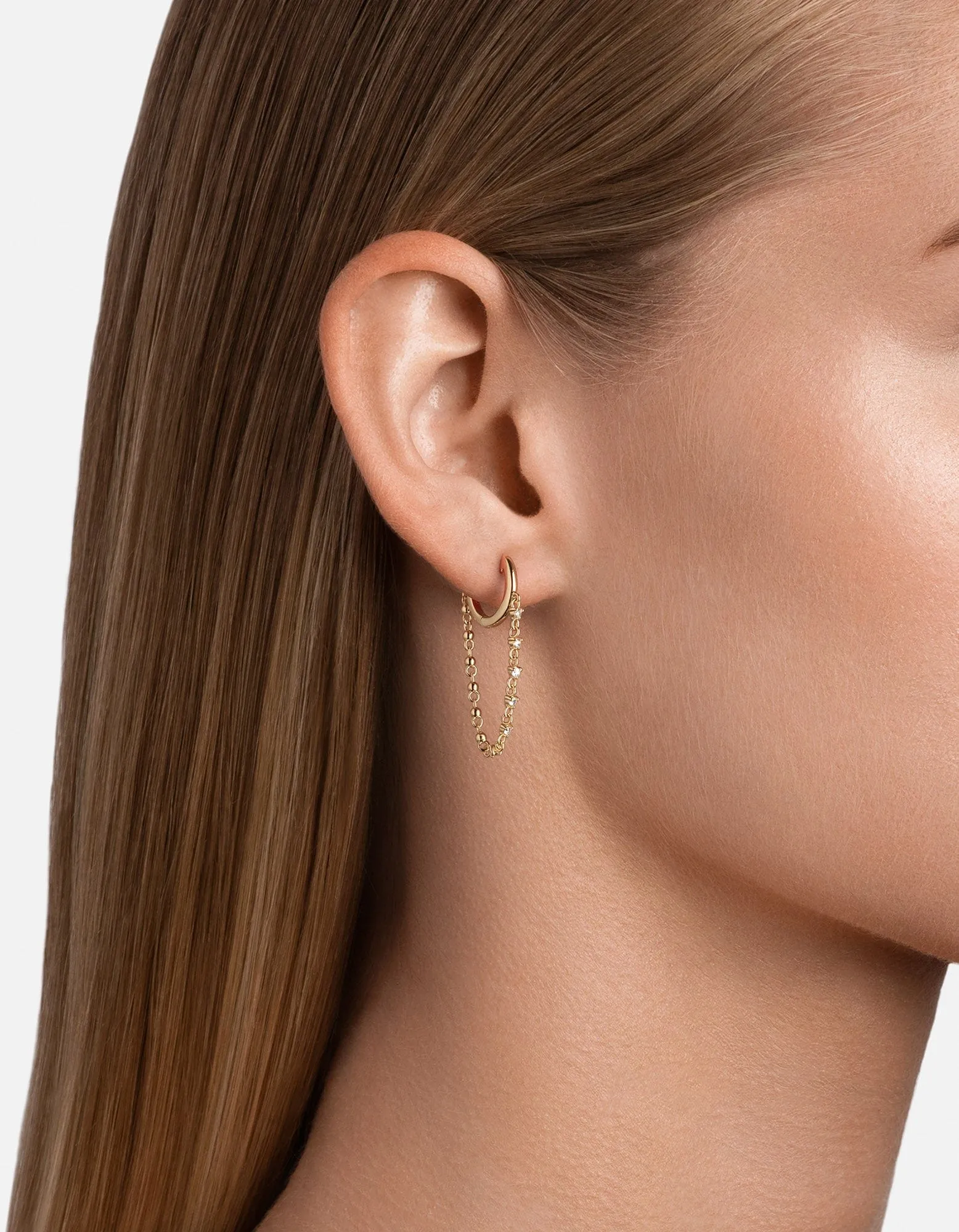 Rian Chain Earrings, Gold Vermeil w/Topaz