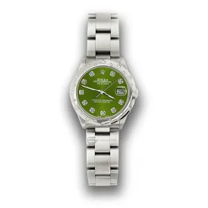 Rolex Datejust Midsize 31mm Domed 24 Diamonds Bezel/Royal Green Dial Watch  TFJ-142508789