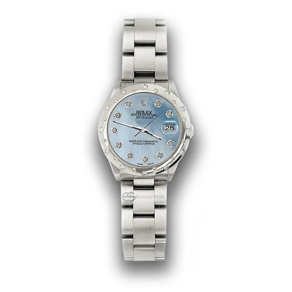 Rolex Datejust Midsize 31mm Domed 24 Diamonds Bezel/Sky Blue  TFJ-142508786