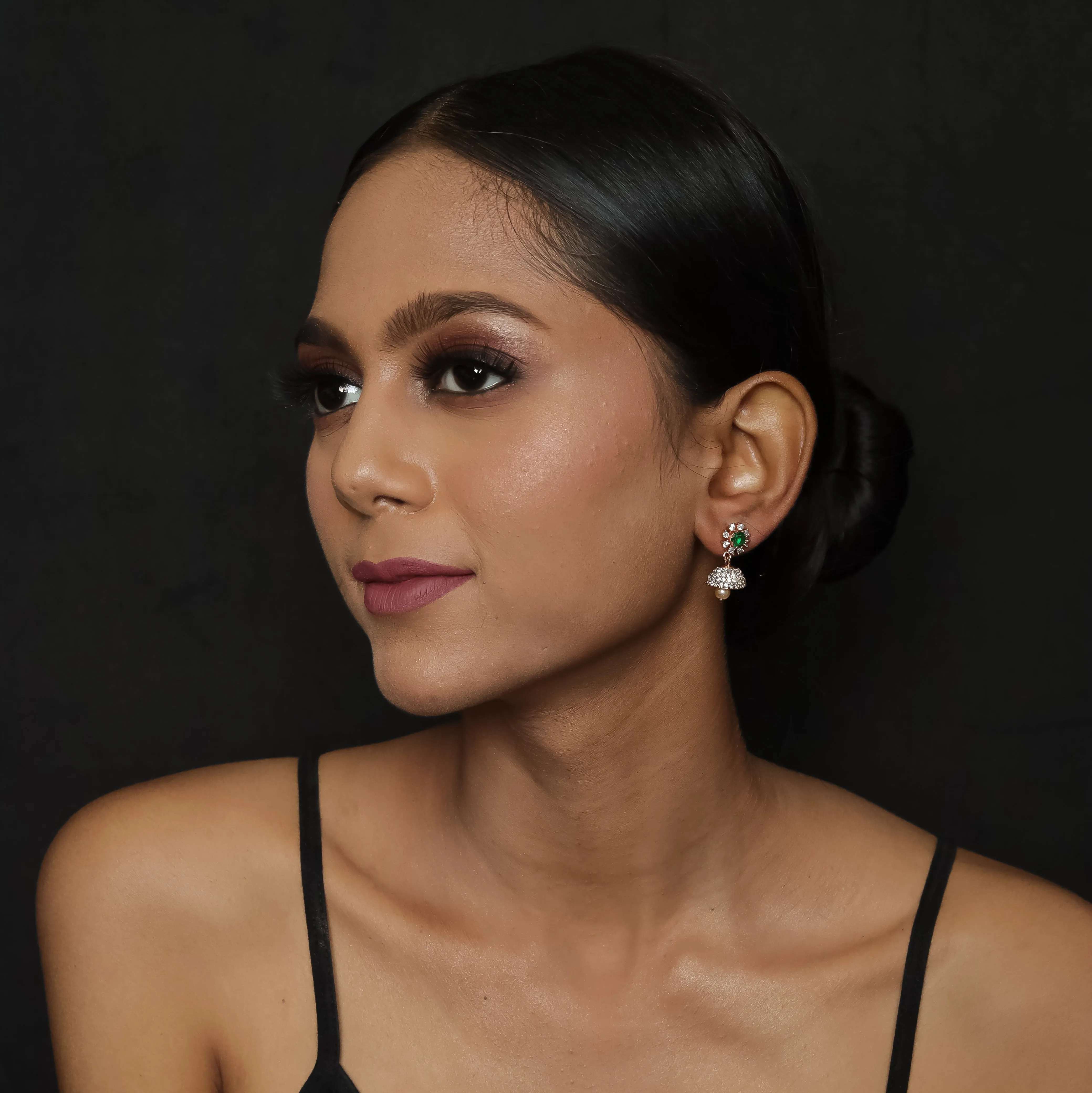 Rose Gold Plated Zircon/AD Light Jhumki 18019-5201