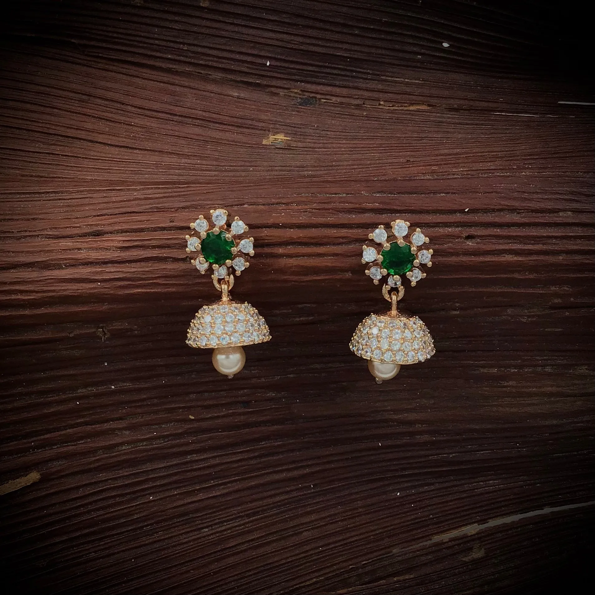 Rose Gold Plated Zircon/AD Light Jhumki 18019-5201