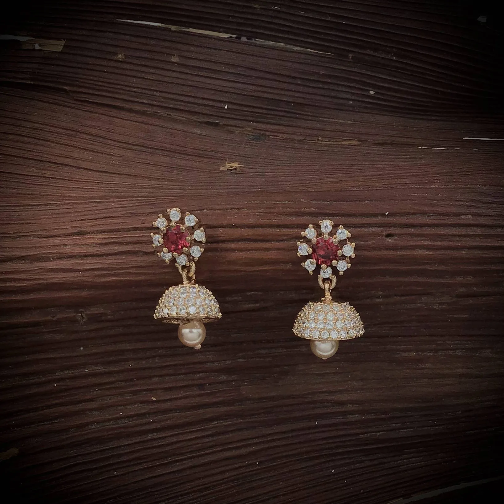Rose Gold Plated Zircon/AD Light Jhumki 18019-5201