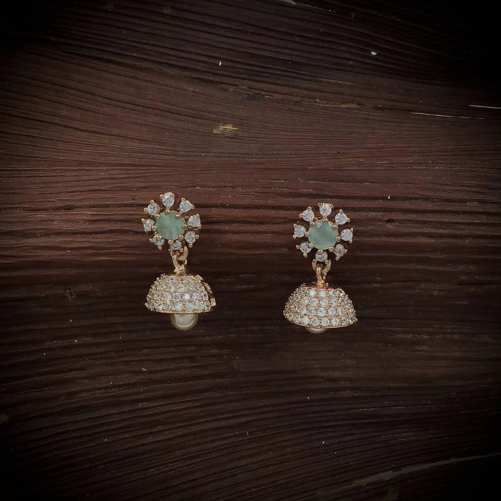 Rose Gold Plated Zircon/AD Light Jhumki 18019-5201