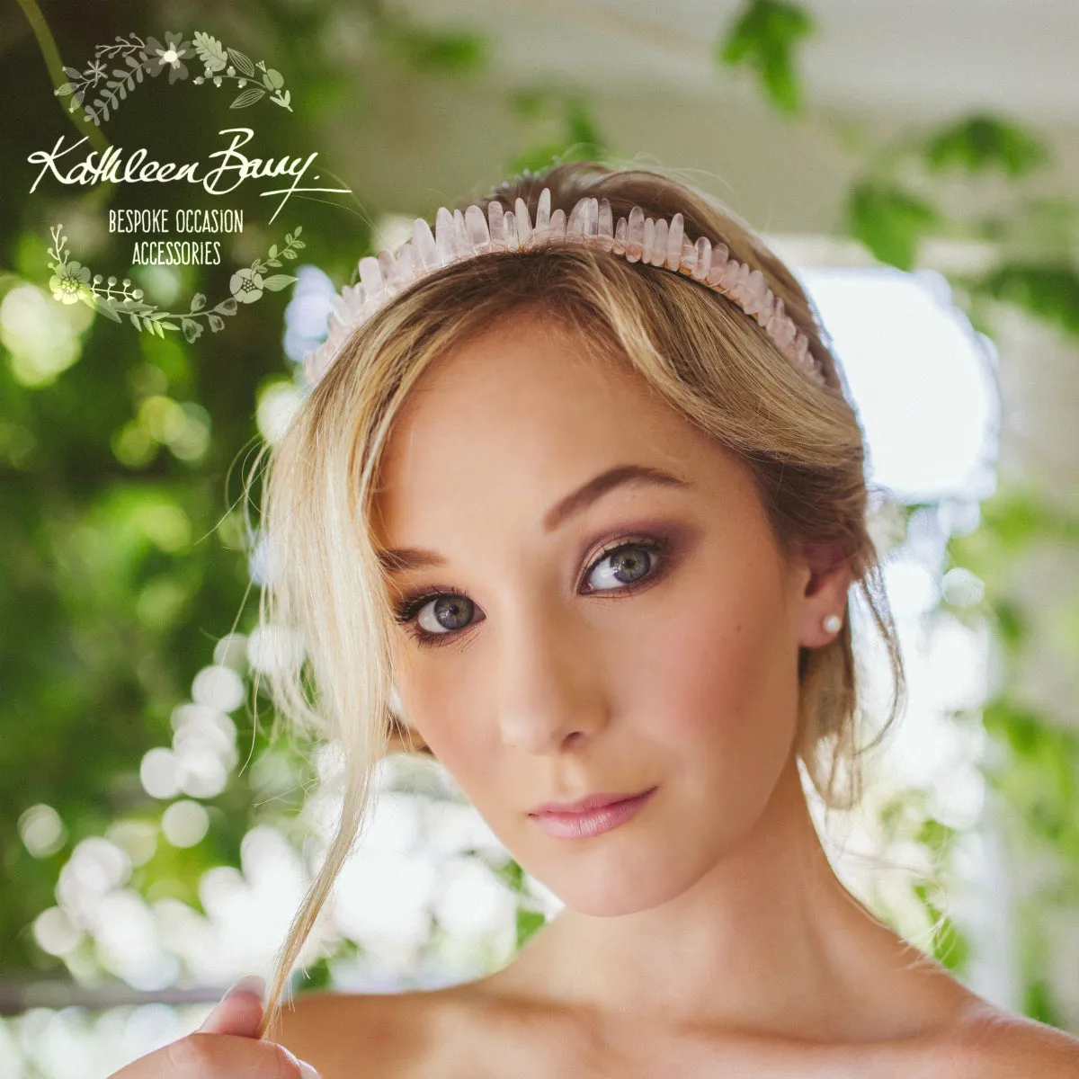 Rose quartz gemstone crown - rose gold