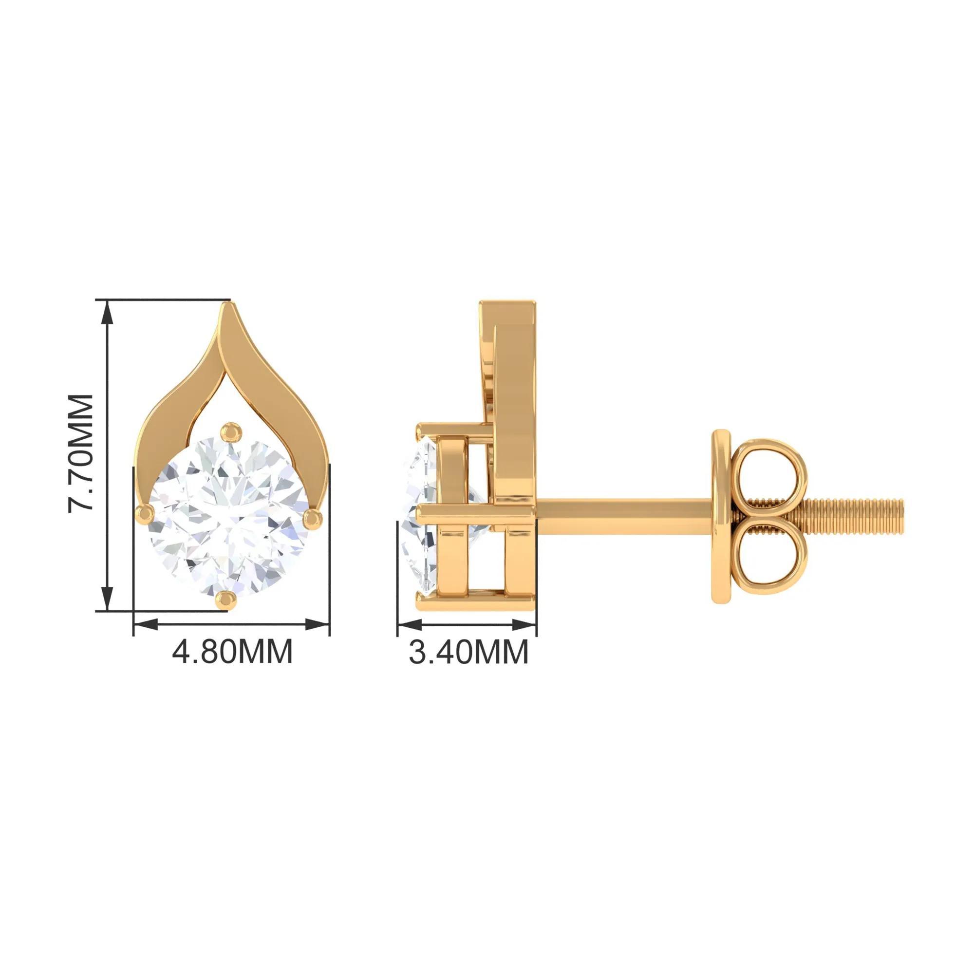 Round Cubic Zirconia Solitaire Petal Stud Earrings