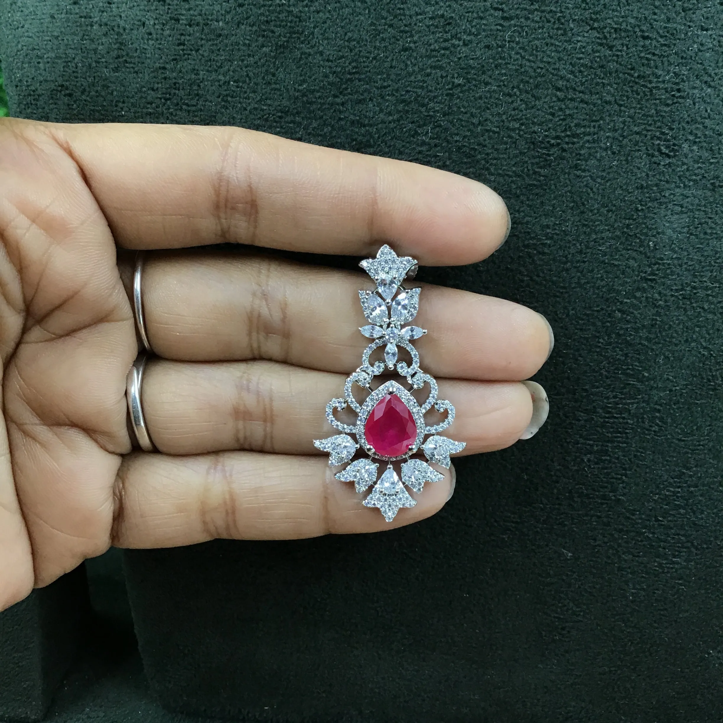 Round Neck Zircon/AD Necklace Set 16560-69