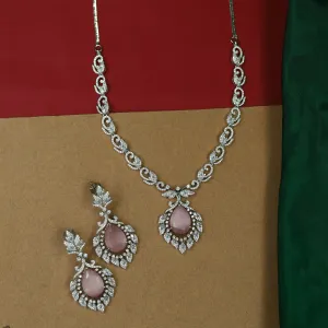 Round Neck Zircon/AD Necklace Set 16562-69