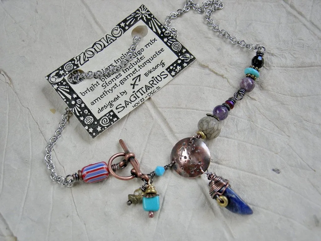 Sagittarius Zodiac Necklace, Custom Birthstone Jewelry