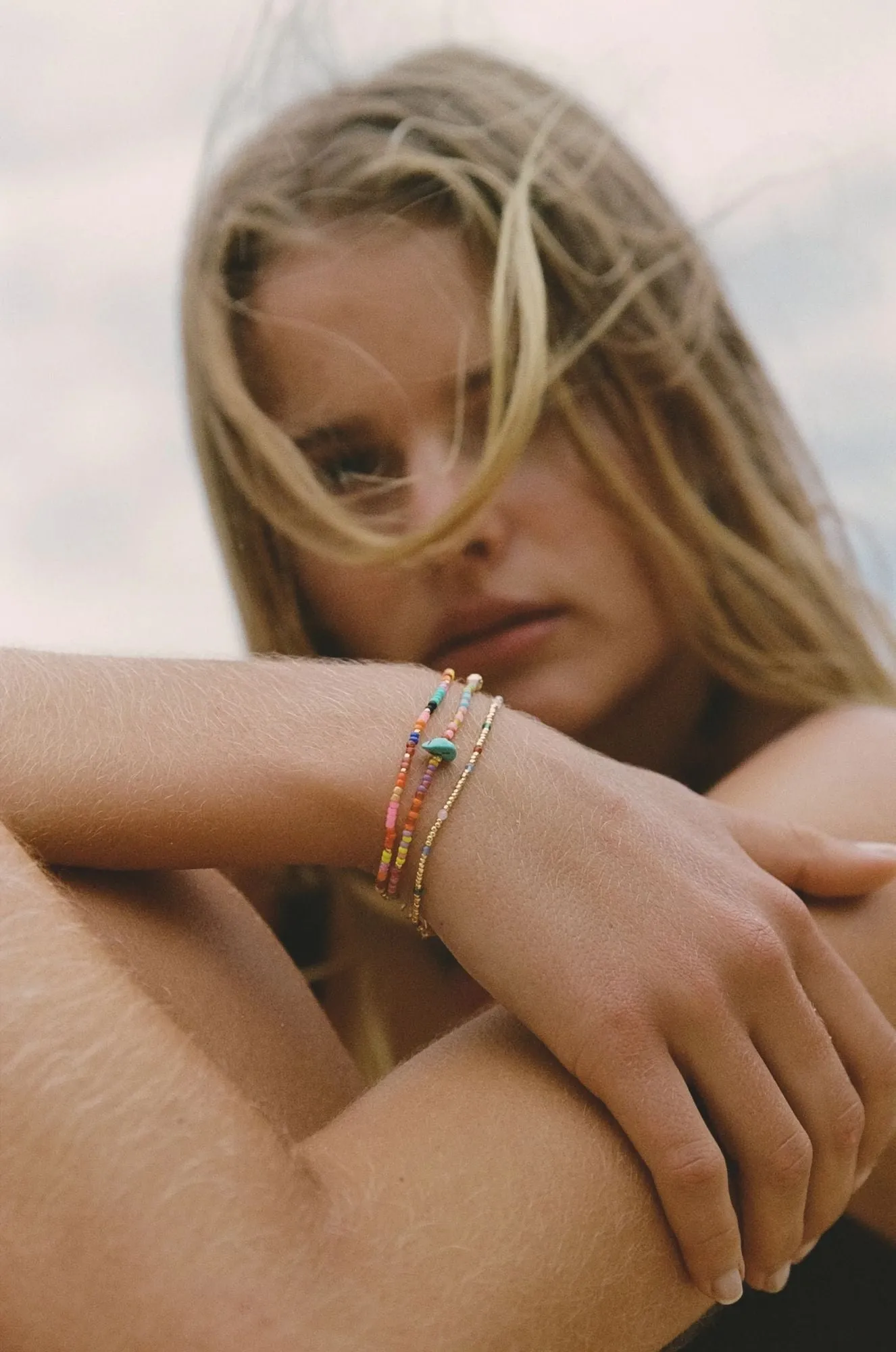 Secret Beach Gold Plated Bracelet w. Beads, Jade & Turquoise