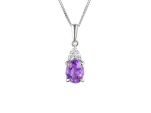 Silver Sparkling Oval Necklace
