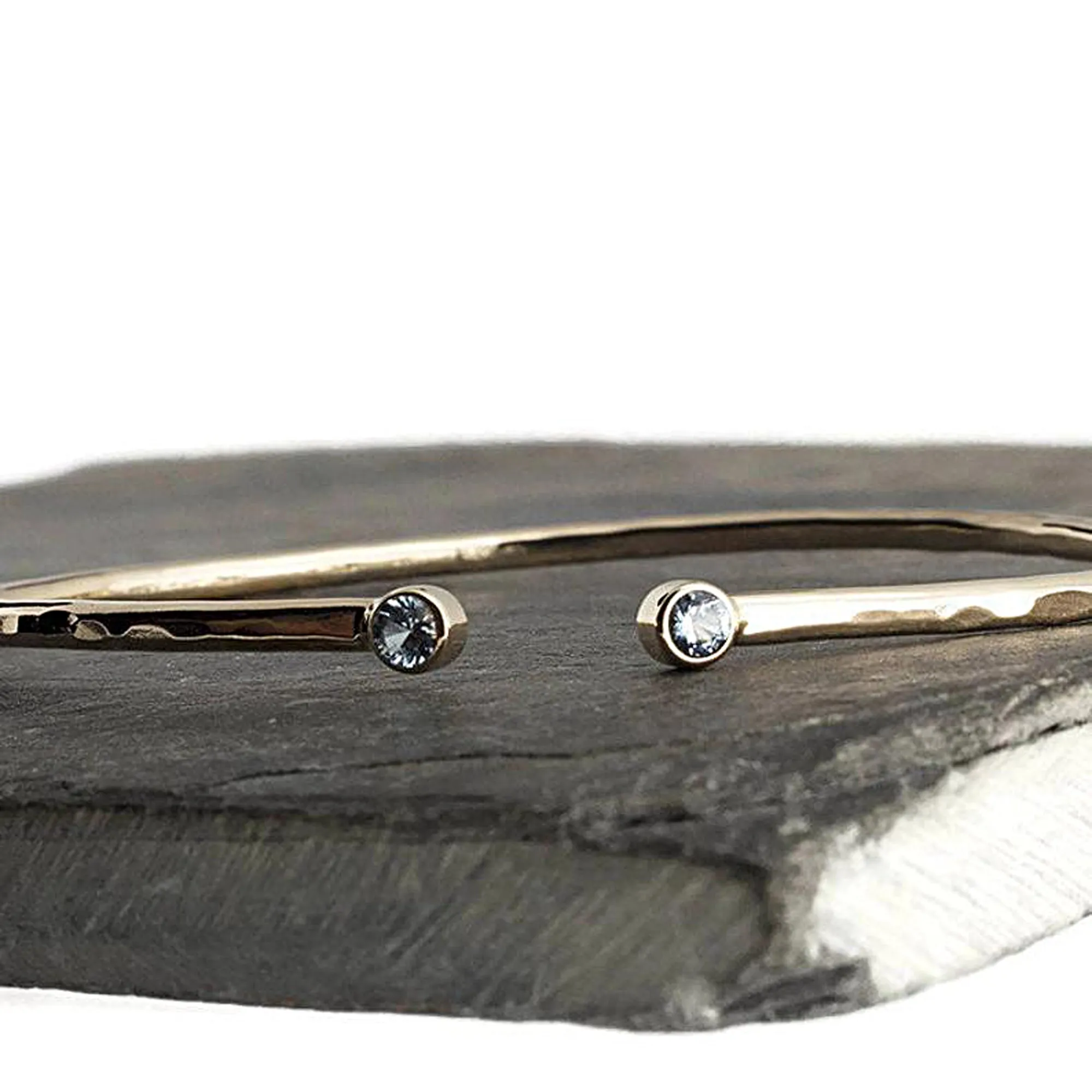 Sol and Venus Gold Open Cuff Bracelet with Aquamarine Stone