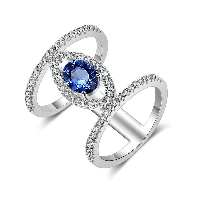 Sparkle and Shine Personality Design Eye Shaped Zircon Ring