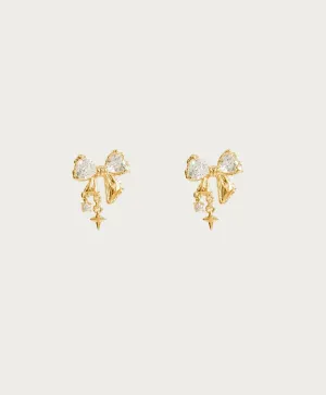 Sparkle Bow Earrings in Gold