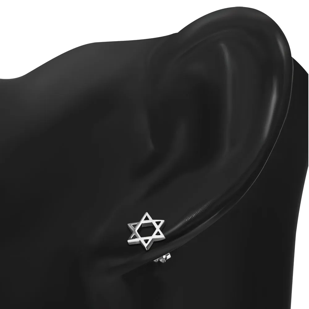 Star Of David Jewish Judaica 925 Sterling Silver Stud Earrings