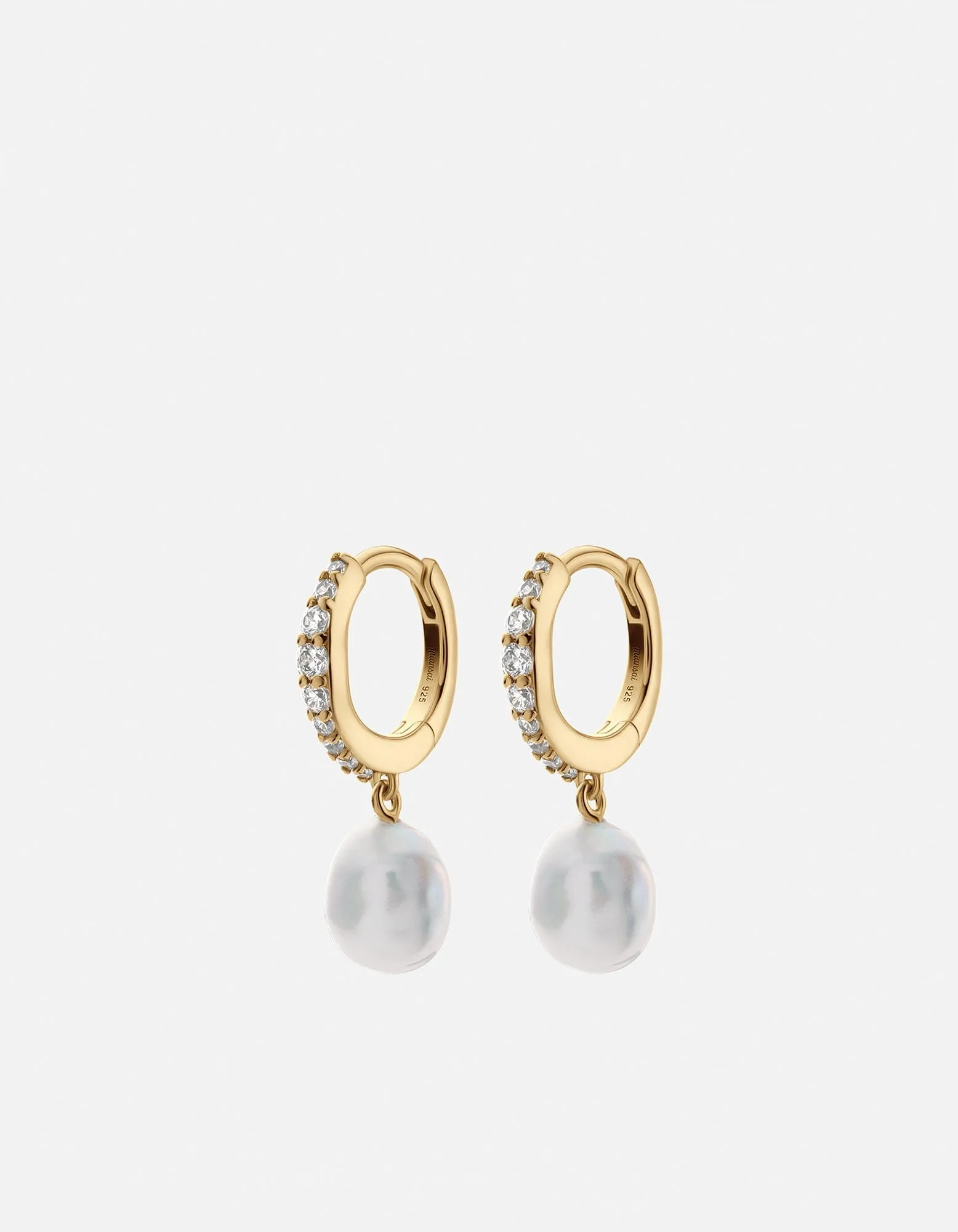 Suri Huggie Earrings, Gold Vermeil/Topaz & Pearls